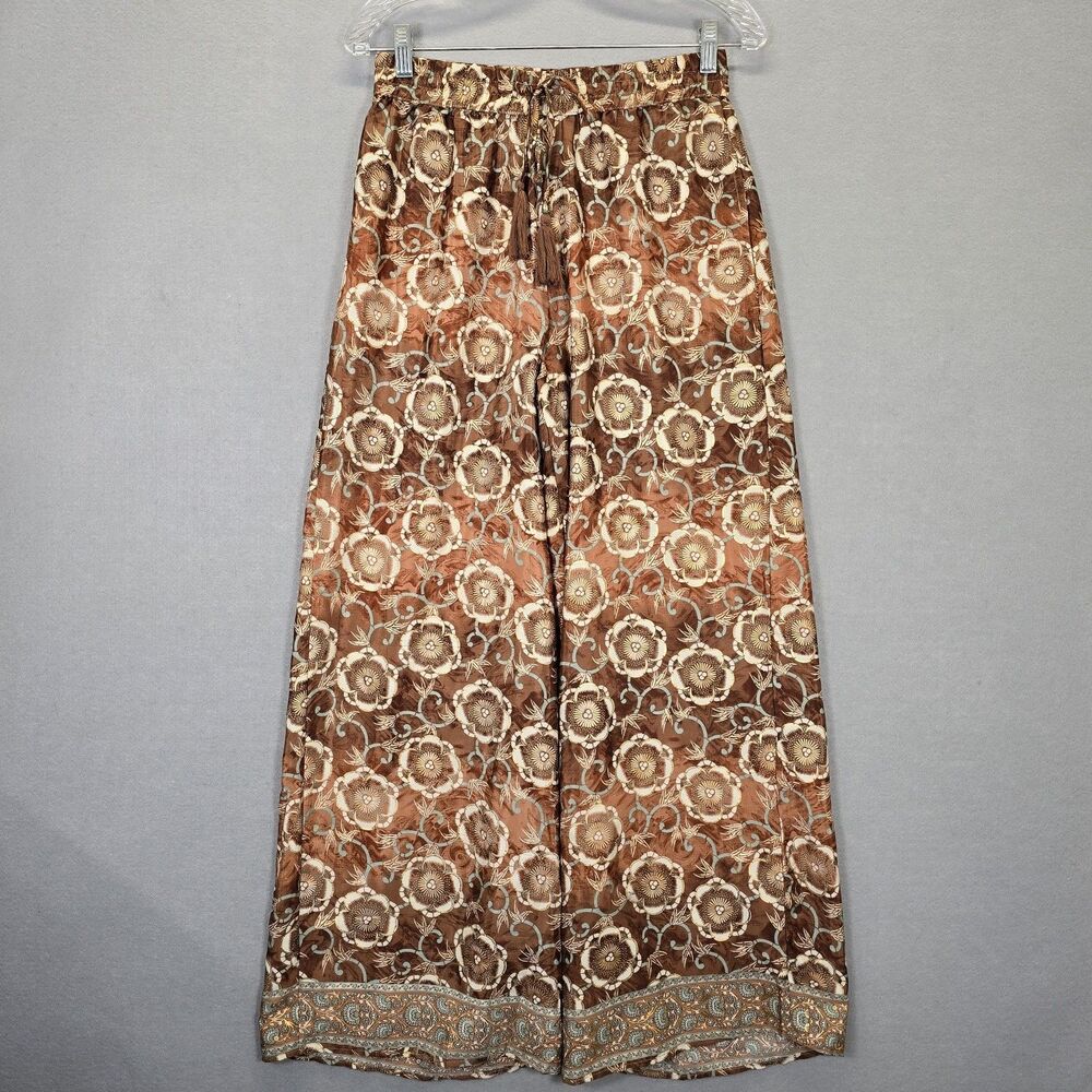 Chelsea & Theodore Wide Leg Palazzo Pants Women’s Small Brown Floral Print